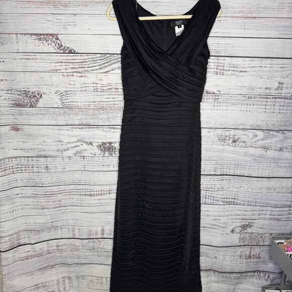 Tadashi Collection Black V-Neck Layered Maxi Dress Med - Picture 1 of 4